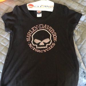 Harley Davidson pink rhinestone t shirt